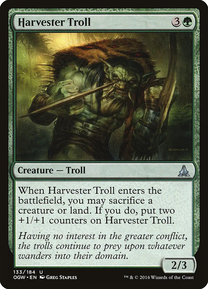2016 Oath of the Gatewatch Harvester Troll #133 uncommon card image