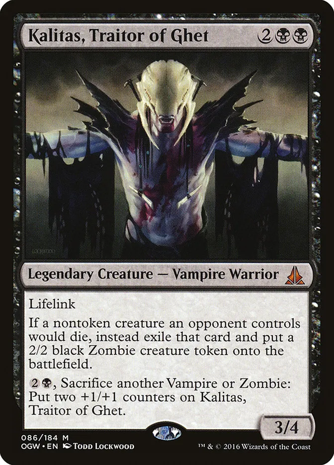 2016 Oath of the Gatewatch Kalitas, Traitor of Ghet #86 mythic card image