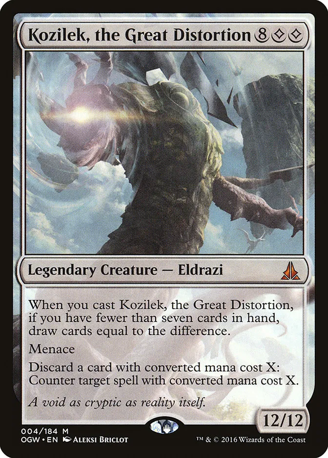 2016 Oath of the Gatewatch Kozilek, the Great Distortion mythic #4 mythic card image
