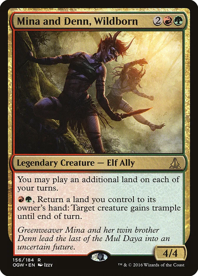 2016 Oath of the Gatewatch Mina and Denn, Wildborn #156 rare card image
