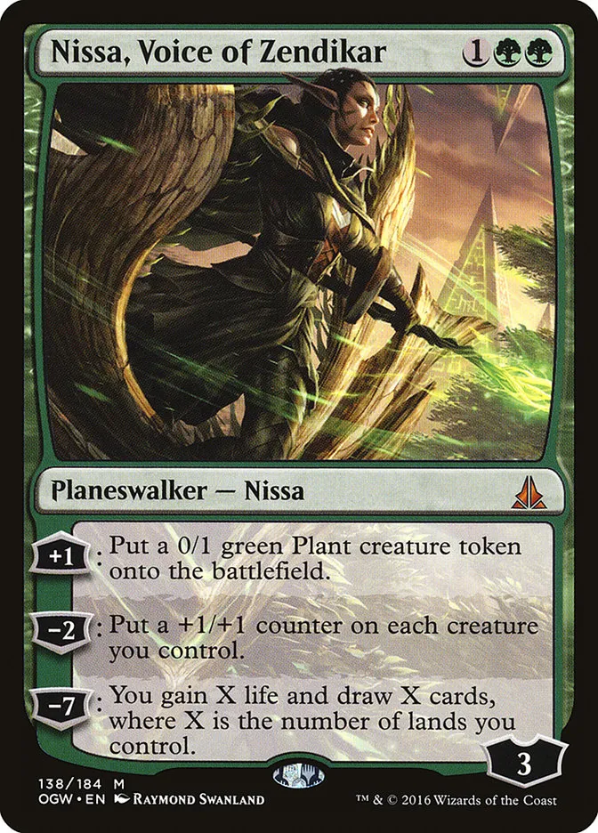 2016 Oath of the Gatewatch Nissa, Voice of Zendikar #138 mythic card image
