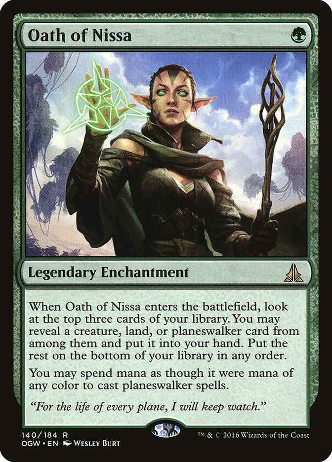 2016 Oath of the Gatewatch Oath of Nissa #140 rare card image