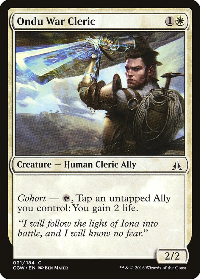 2016 Oath of the Gatewatch Ondu War Cleric common #31 common card image
