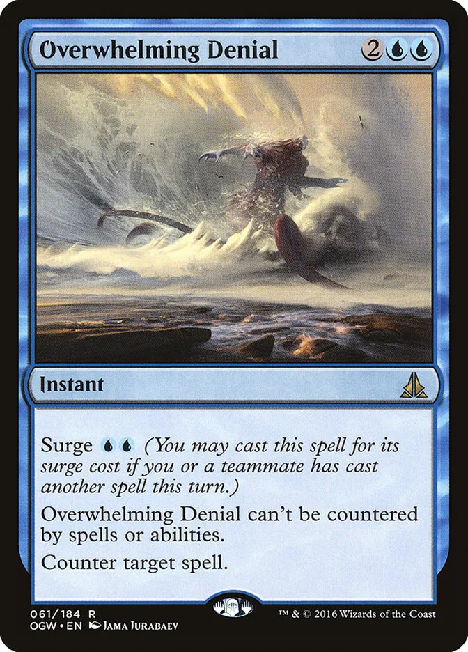 2016 Oath of the Gatewatch Overwhelming Denial rare #61 rare card image
