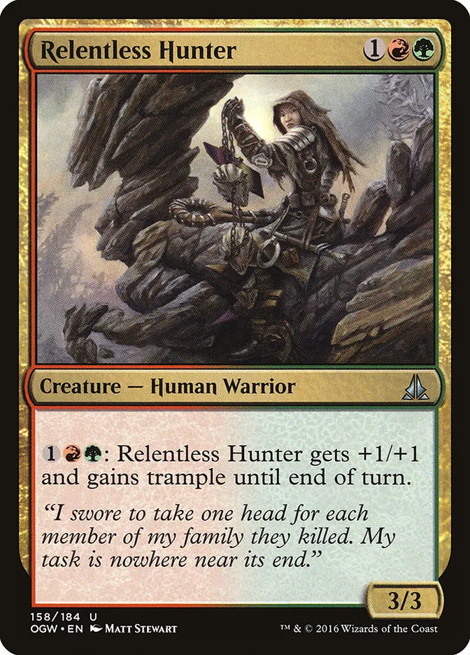 2016 Oath of the Gatewatch Relentless Hunter #158 uncommon card image