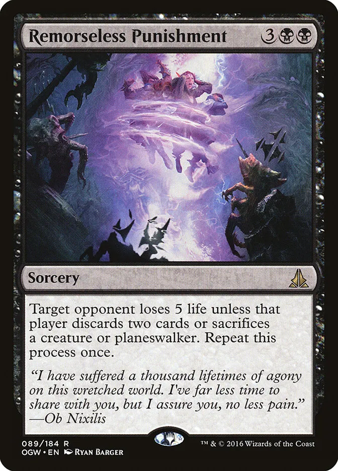 2016 Oath of the Gatewatch Remorseless Punishment #89 rare card image