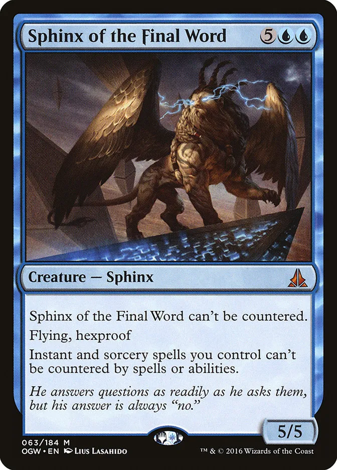2016 Oath of the Gatewatch Sphinx of the Final Word mythic #63 mythic card image