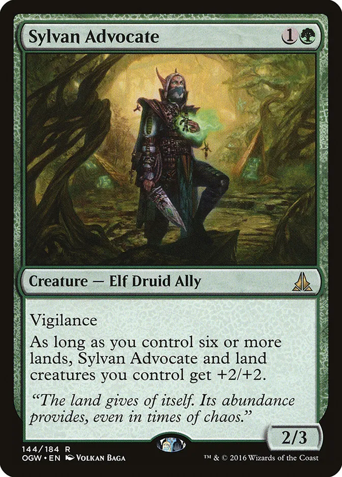 2016 Oath of the Gatewatch Sylvan Advocate #144 rare card image