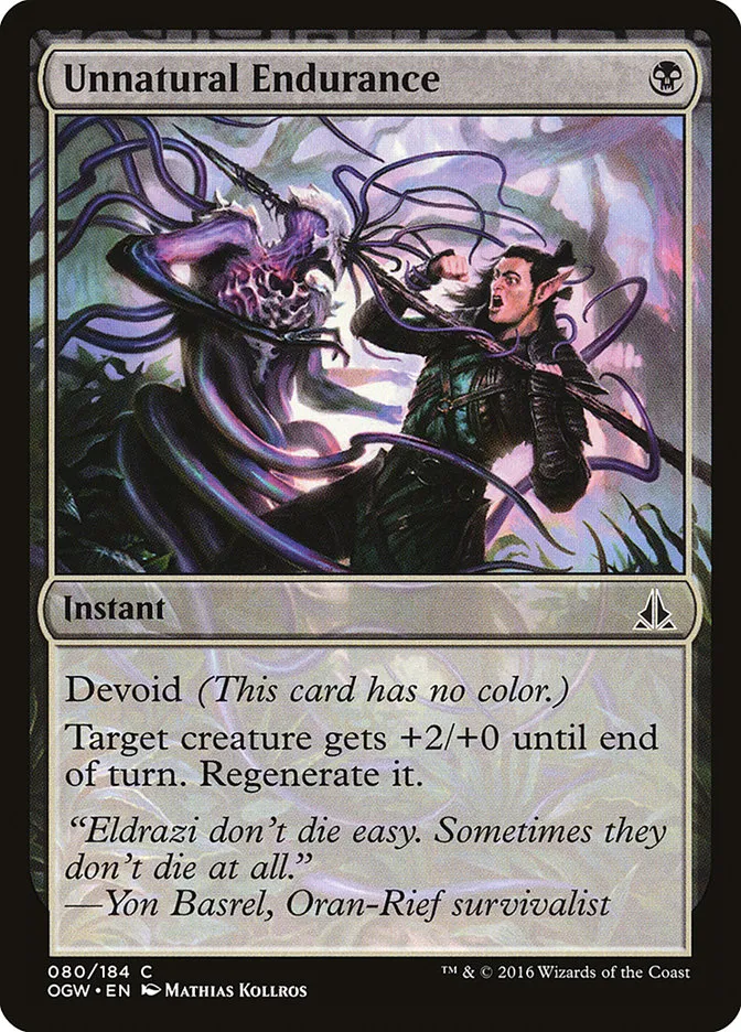 2016 Oath of the Gatewatch Unnatural Endurance #80 common card image