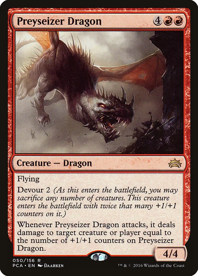2016 Planechase Anthology Preyseizer Dragon #50 rare card image