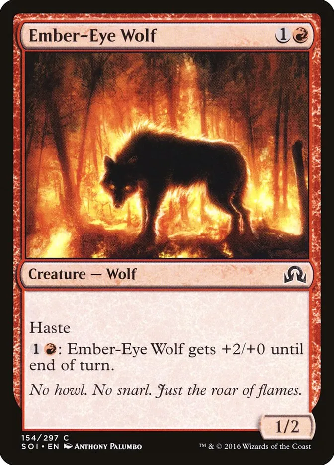 2016 Shadows over Innistrad Ember-Eye Wolf common #154 common card image