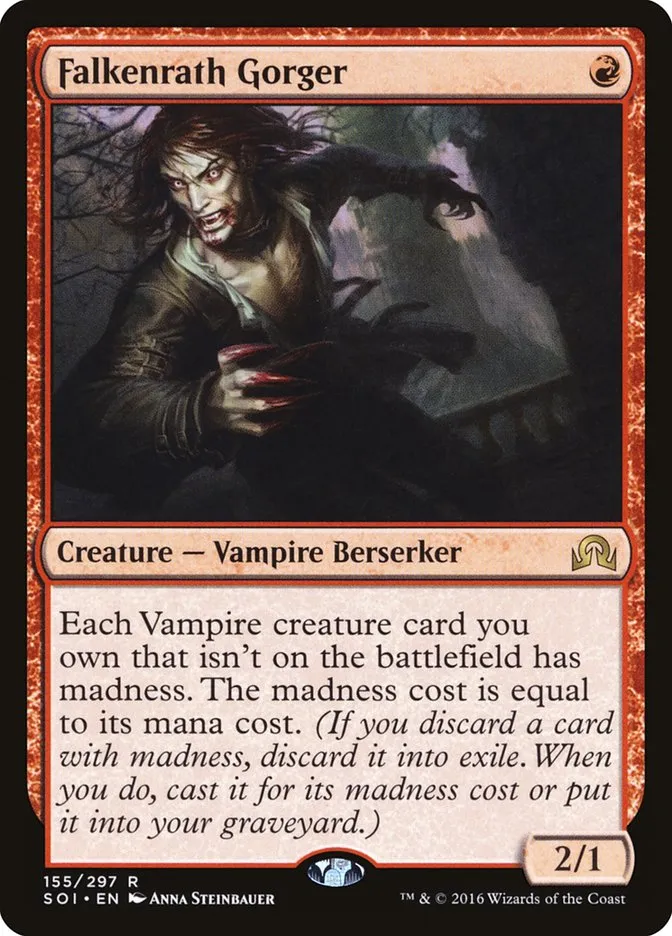 2016 Shadows over Innistrad Falkenrath Gorger #155 rare card image