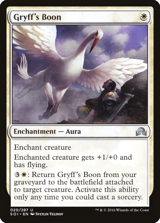 2016 Shadows over Innistrad Gryff's Boon uncommon #20 uncommon card image