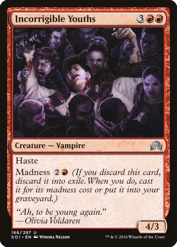 2016 Shadows over Innistrad Incorrigible Youths #166 uncommon card image