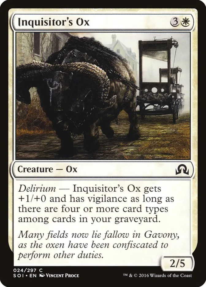 2016 Shadows over Innistrad Inquisitor's Ox common #24 common card image