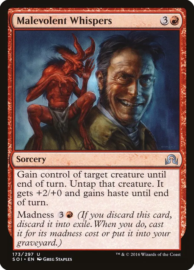 2016 Shadows over Innistrad Malevolent Whispers #173 uncommon card image
