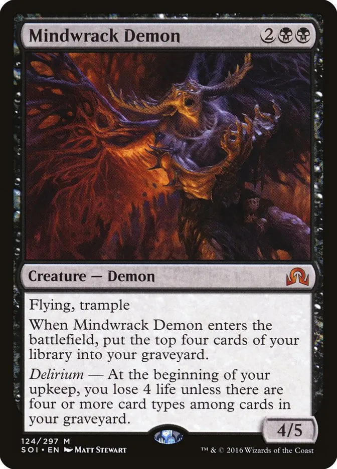 2016 Shadows over Innistrad Mindwrack Demon mythic #124 mythic card image