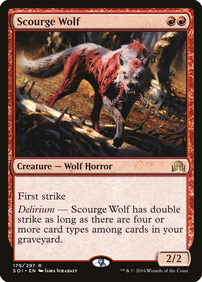 2016 Shadows over Innistrad Scourge Wolf #179 rare card image