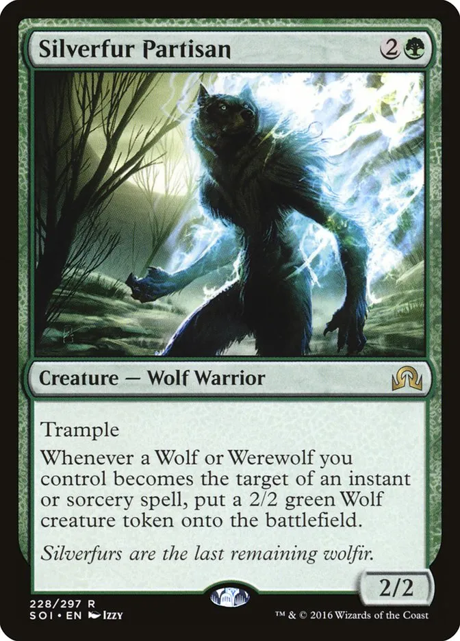 2016 Shadows over Innistrad Silverfur Partisan #228 rare card image