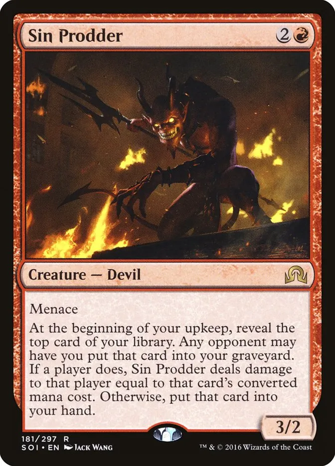 2016 Shadows over Innistrad Sin Prodder #181 rare card image