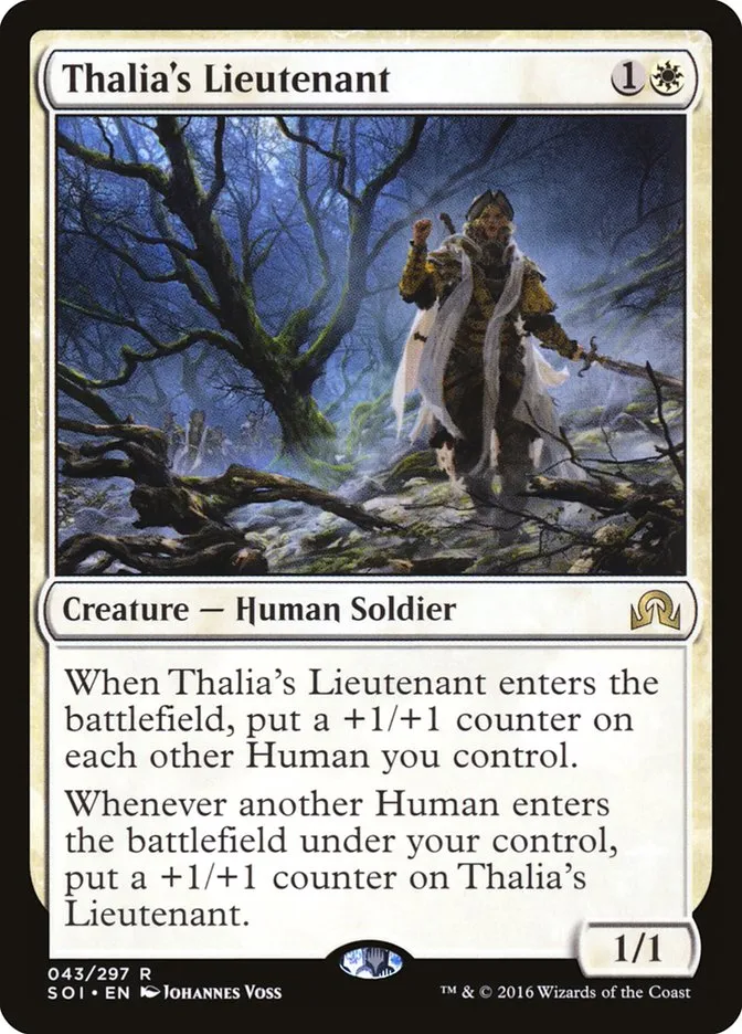 2016 Shadows over Innistrad Thalia's Lieutenant rare #43 rare card image