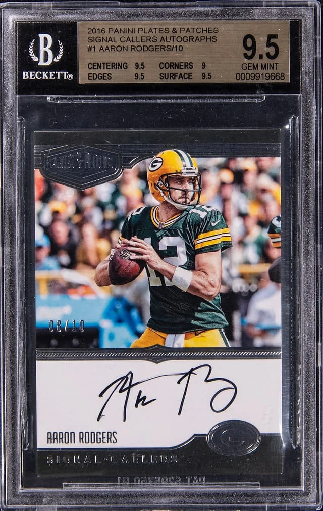 2016 Panini Aaron Rodgers Plates & Patches Signal Callers Autographs #1 card image