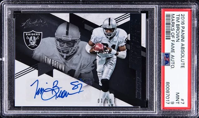 2016 Panini Absolute Football Tim Brown Marks of Fame Autograph #7 card image