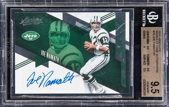 2016 Panini Absolute Joe Namath Marks of Fame Autograph #10 card image