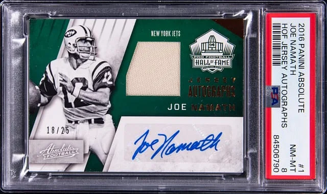 2016 Panini Absolute Joe Namath Game-Used Hall of Jersey Autographs #1 card image
