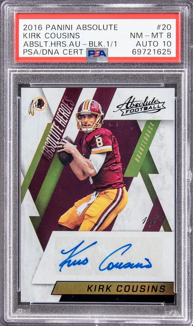 2016 Panini Absolute Kirk Cousins Heroes Autograph Black #20 card image