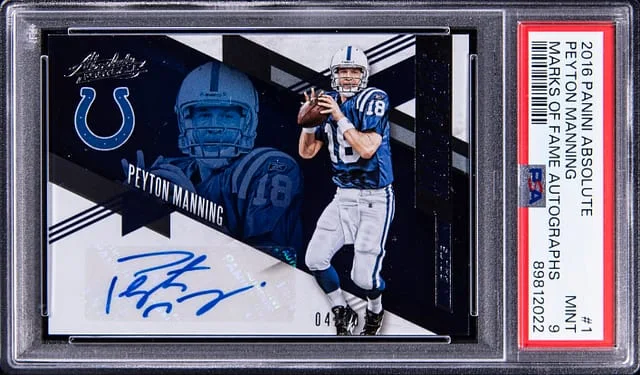 2016 Panini Absolute Peyton Manning Marks of Fame Autograph #1 card image