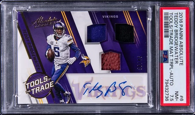 2016 Panini Absolute Teddy Bridgewater Tools of the Trade Materials Triple Autograph #6 card image