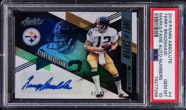 2016 Panini Absolute Terry Bradshaw Marks Of Fame Autographs Numbers #4 card image