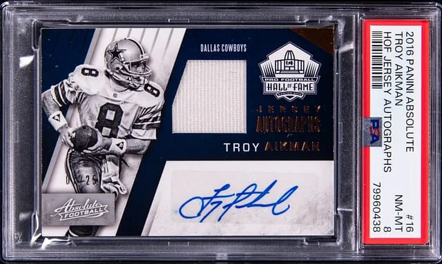 2016 Panini Absolute Troy Aikman Hall of Fame Jersey Autograph #16 card image
