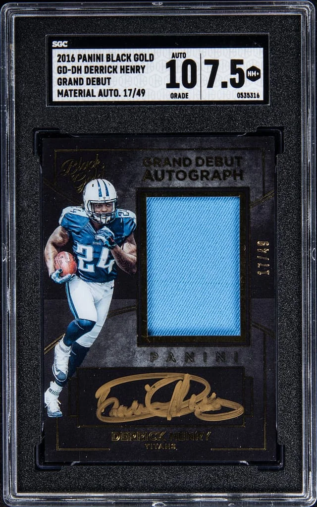 2016 Panini Black Gold Derrick Henry Grand Debut Material Autograph #GD-DH card image