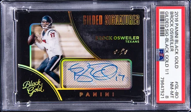 2016 Panini Black Gold Football Brock Osweiler Gilded Signatures Signed Card #GL-BO card image