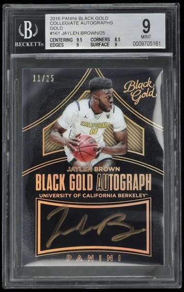 2016 Panini Black Gold Jaylen Brown/25 Collegiate Autographs Gold #161 card image