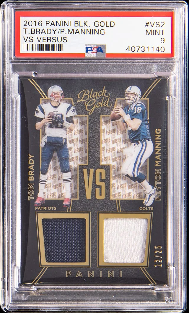 2016 Panini Black Gold Tom Brady/Peyton Manning VS Versus #VS2 card image