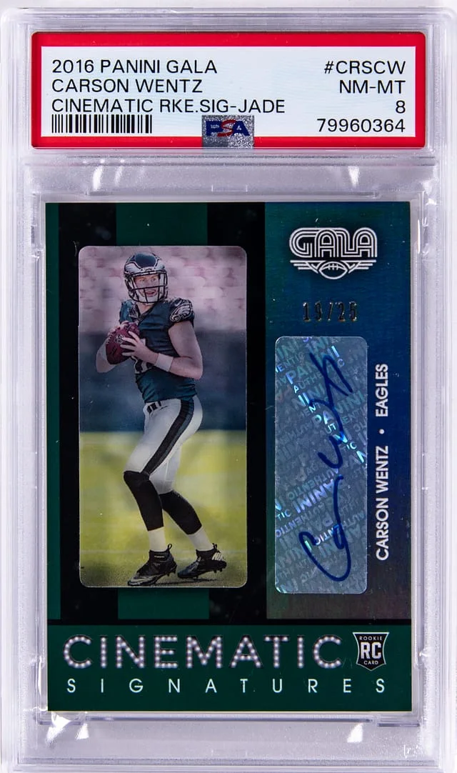 2016 Panini Carson Wentz Gala Cinematic Signature Jade #CRS-CW card image