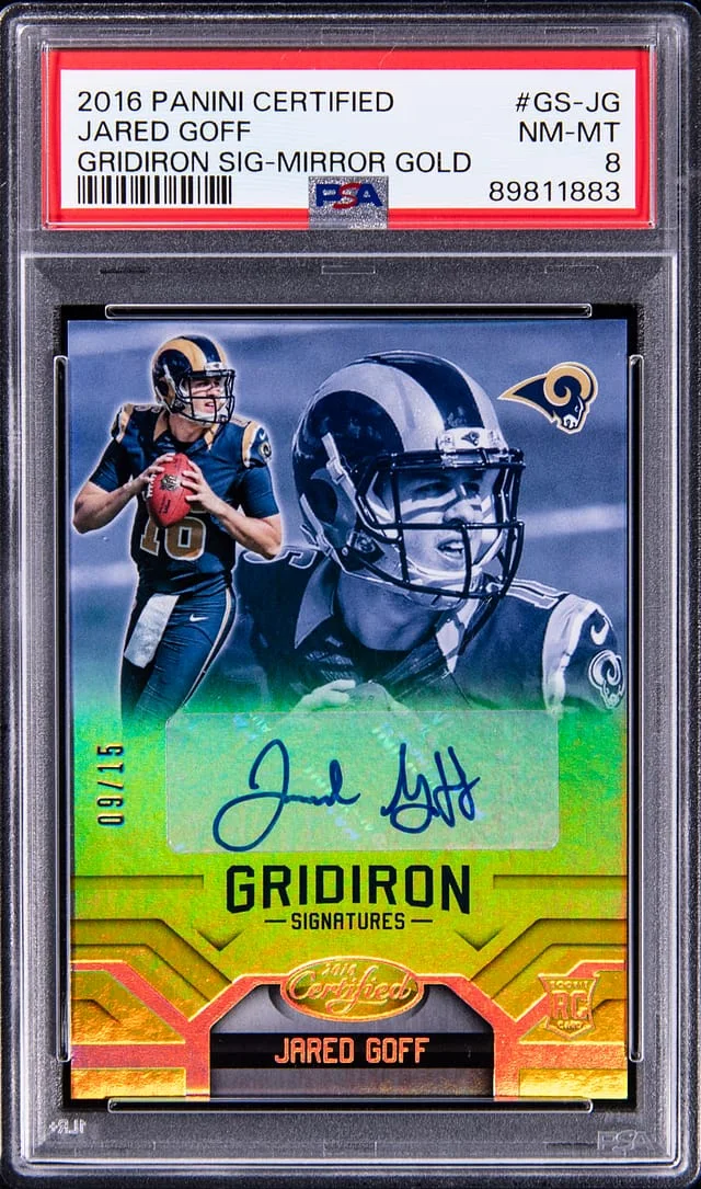 2016 Panini Certified Jared Goff Gridiron Signature Mirror Gold #GS-JG card image