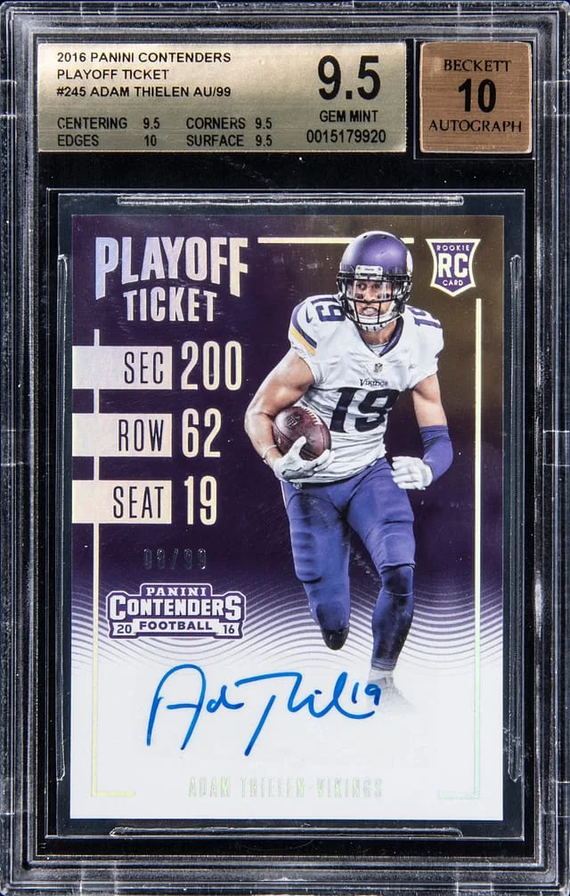 2016 Panini Contenders Adam Thielen Playoff Ticket #245 card image