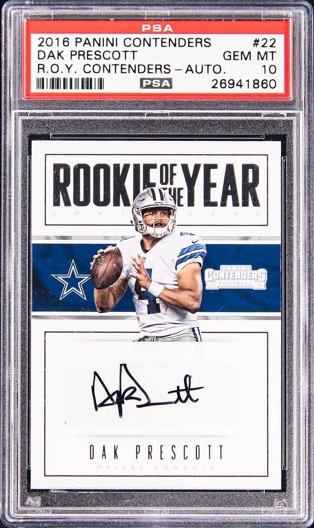 2016 Panini Contenders Dak Prescott of The Year Contenders Autograph #22 card image
