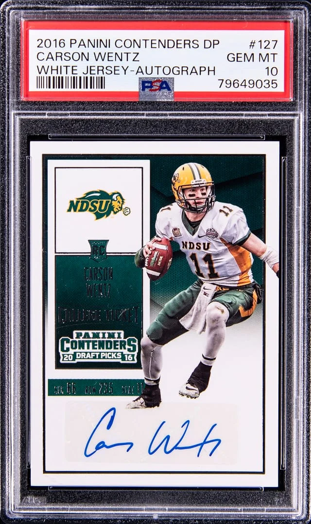 2016 Panini Contenders Draft Picks Carson Wentz, White #127 card image