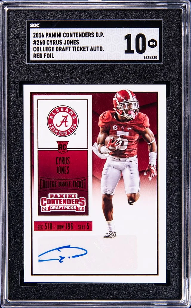 2016 Panini Contenders Draft Picks Cyrus Jones College Draft Ticket Autograph Red Foil #260 card image