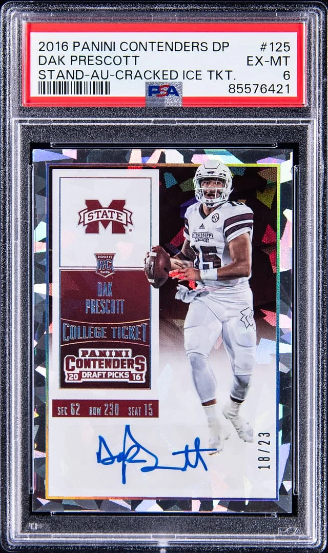 2016 Panini Contenders Draft Picks Dak Prescott Standing Autograph Cracked Ice Ticket #125 card image