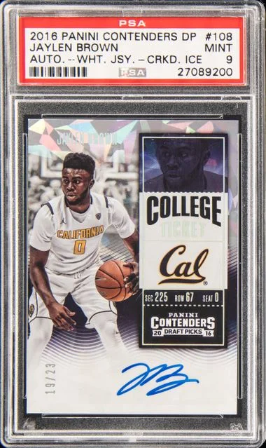 2016 Panini Contenders Draft Picks Jaylen Brown Autograph-White Jersey-Cracked Ice Ticket #108 card image