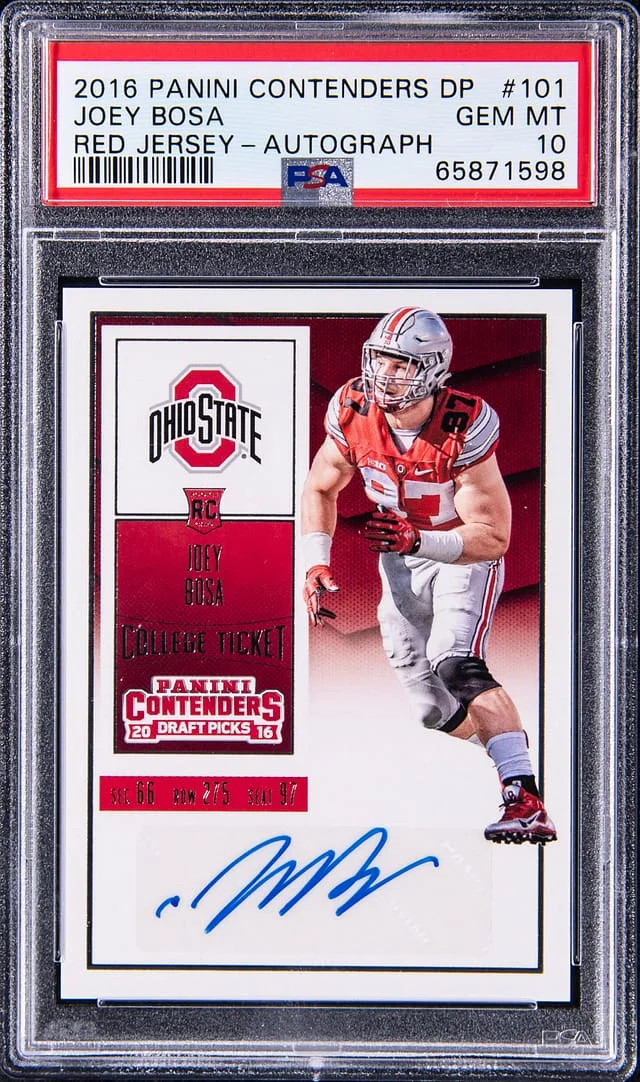 2016 Panini Contenders Draft Picks Joey Bosa, Red Autograph #101 card image