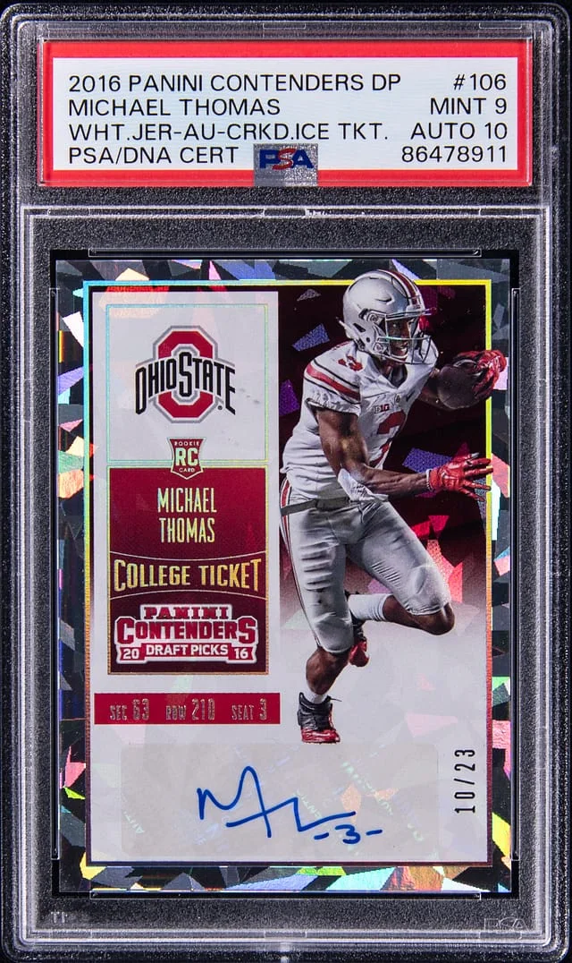 2016 Panini Contenders Draft Picks Michael Thomas (White Jersey) Autograph Cracked Ice Ticket #106 card image