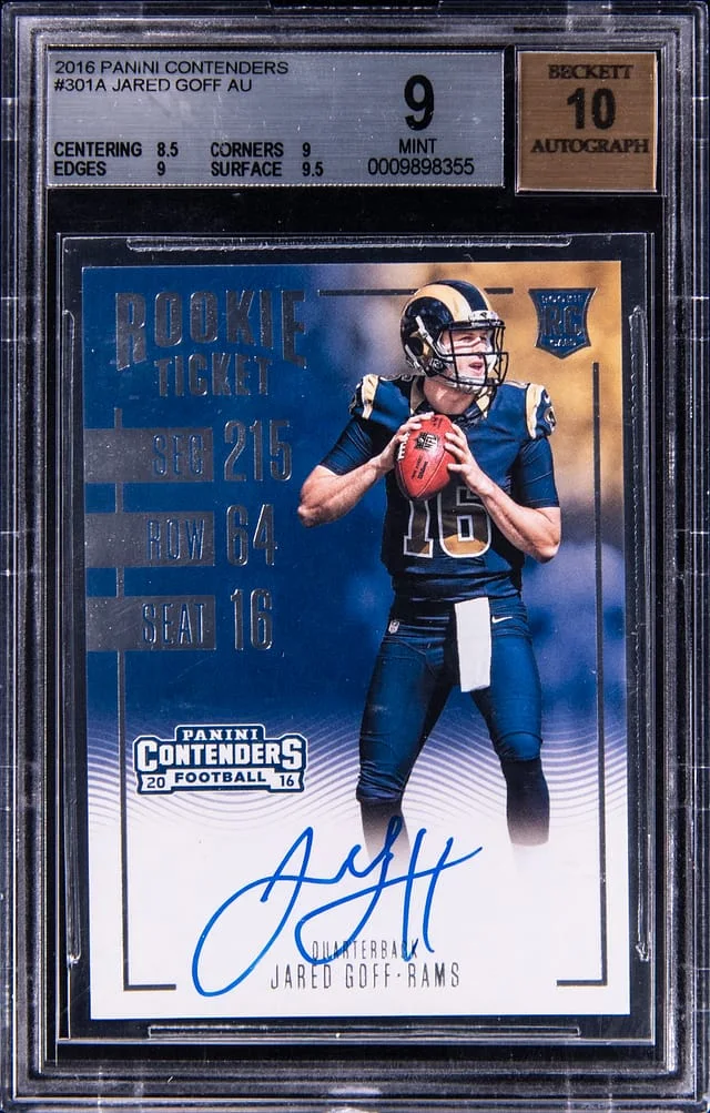 2016 Panini Contenders Jared Goff Ticket Autograph Sepia #301 card image