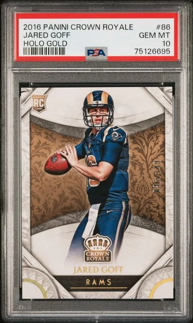 2016 Panini Crown Royale Jared Goff Holo Gold #86 card image